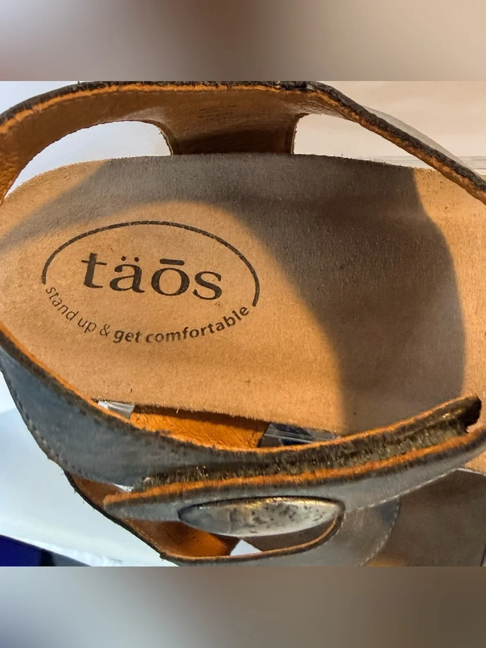Taos Leather Wedge Sandals Gray Adjustable Comfort Sandals EU 38 US 7.5
